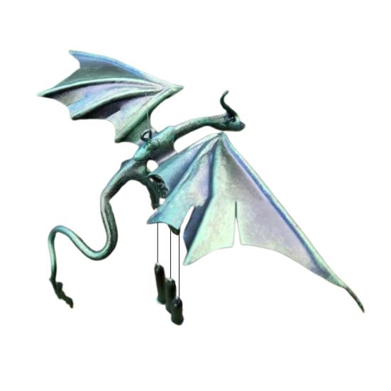 Металлический колокольчик с изображением летящего дракона с 3 трубками, натуральная успокаивающая мелодия для сада, патио, уличного винтажного подвесного колокольчика с драконом, украшение