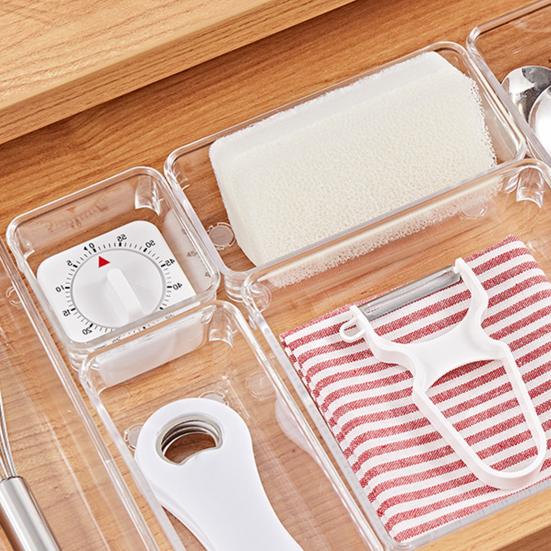 16 шт., прозрачные пластиковые ящики для хранения, штабелируемые ящики, противоскользящие разделители, органайзеры для ванной комнаты