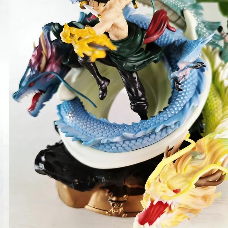24 см One Piece Страна Вано Ророноа Зоро Три Дракона Санториу Аниме Фигурка Двухголовая Скульптура Модель Игрушка Декор для Рабочего Стола Подарок