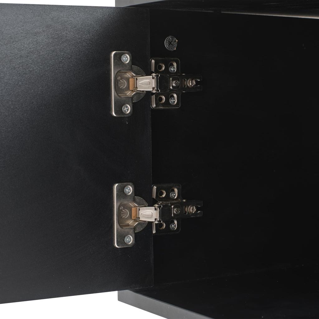 ТВ-тумба, 2 отделения 2 ящика Открытая полка, Современная низкая тумба для ТВ 90 дюймов, Богемский ТВ-стенка Сервант Гостиная и столовая, Черный