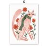 Colorful Bear Rabbit Cat Mouse Flower Leaf Abstract Animal Posters Prints Wall Art Canvas Painting Pictures Baby Kids Room Decor