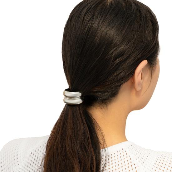 Geometric Metal Hair Tie, Alloy Elastic Ponytail Holder for Women, Minimalist Square Hair Ring for Daily Commuting Use
