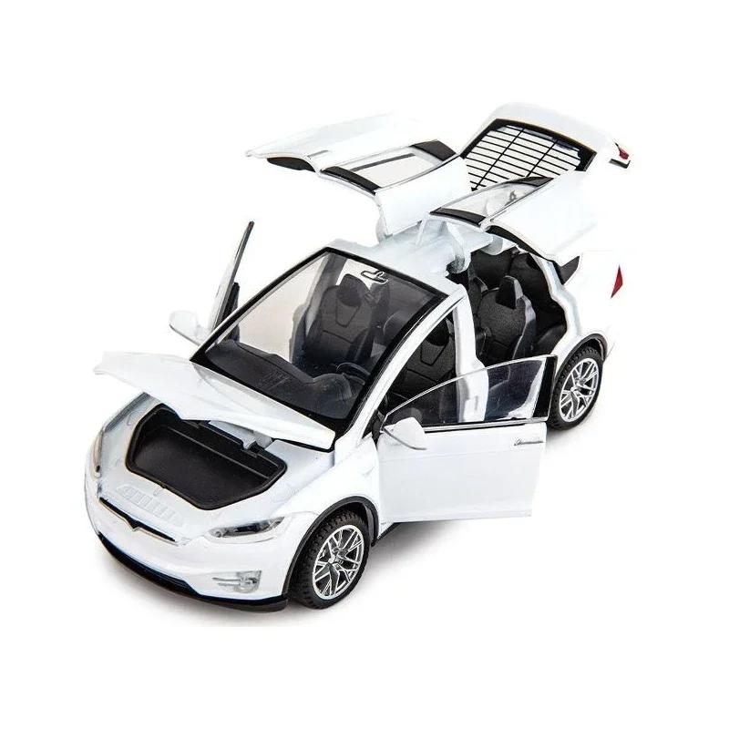 1/32 Tesla Cybertruck Pickup Model S Model X Model Y Toy Car Diecast Metal Off Road Collection Pull Back Sound Light Gift Boy