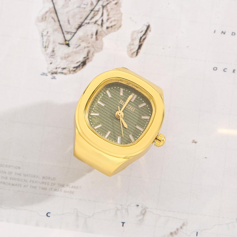 Ring Quartz Watch Creative Alloy Shell Finger Square Dial Couple Men And Women
