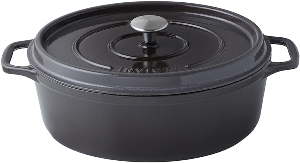 Invicta 27cm Cast Iron Enamel Induction Made In PUV403277 Casserole, Compatible, Oval, France, Taupe,