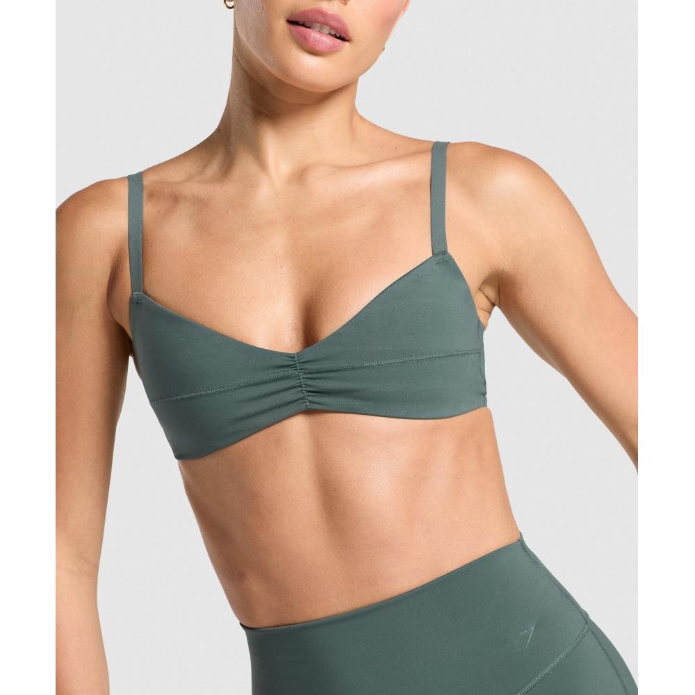 Gymshark Спортивный бюстгальтер Elevate Ruched Slate Teal B3b3e Tbnh