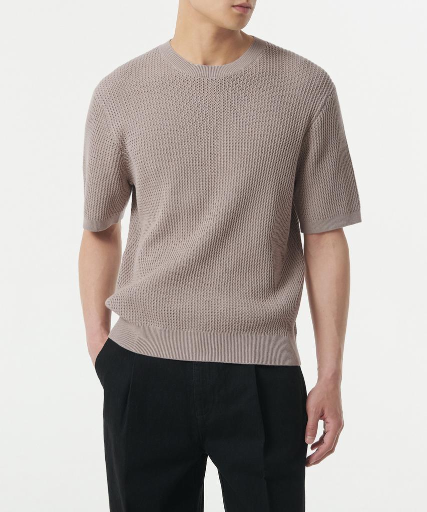 MUSINSA STANDARD Crochet Crew Neck Short Sleeve Knit [Mushroom]