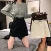 WTEMPO Women Solid Mini Skirts with Belt Summer High Waist Slim A-line Skirts Girl's All-match Casual Short Skirts Streetwear