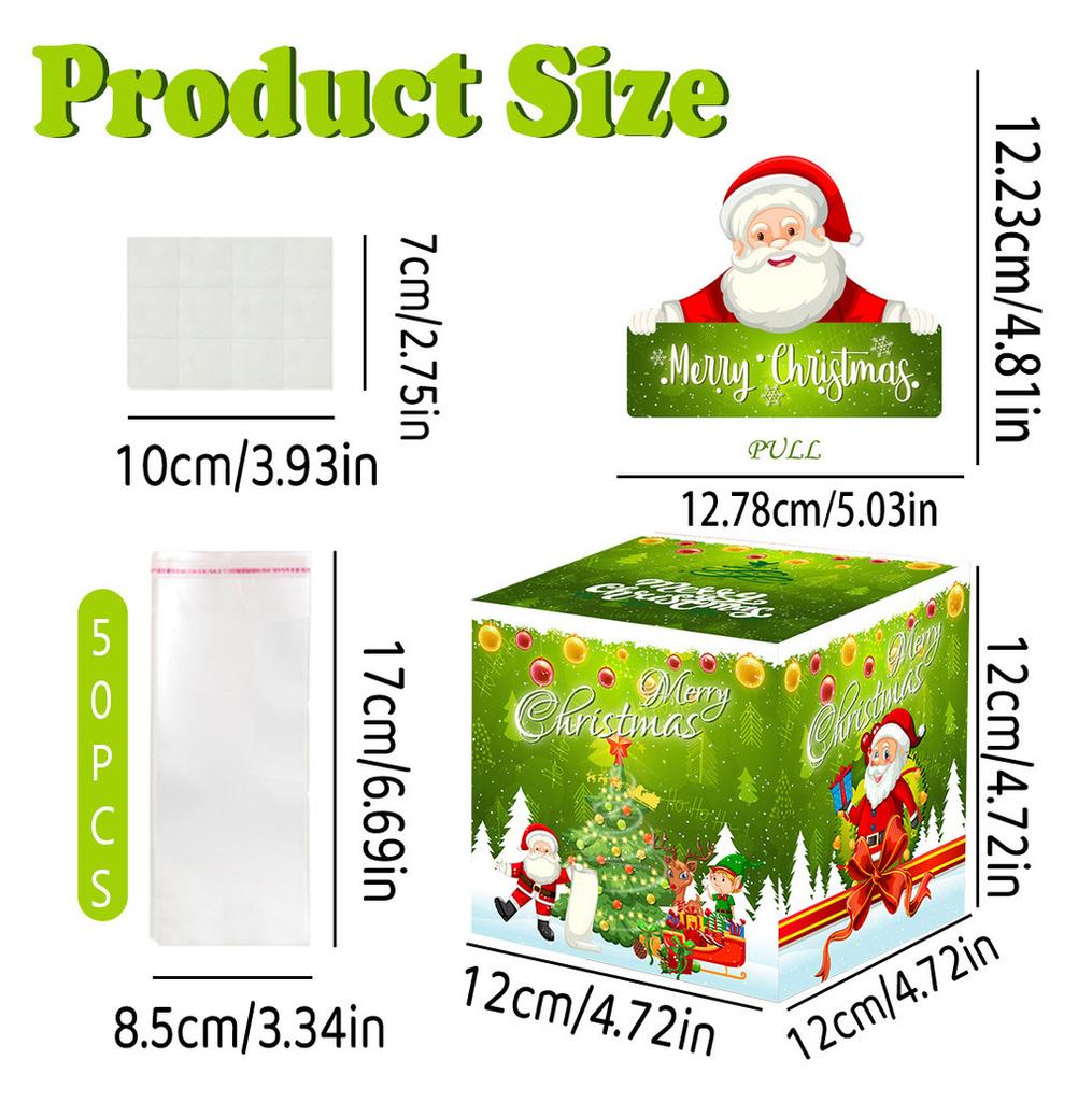 Gradient Santa Green Claus Pattern Paper Box Christmas Decoration Props For Gift