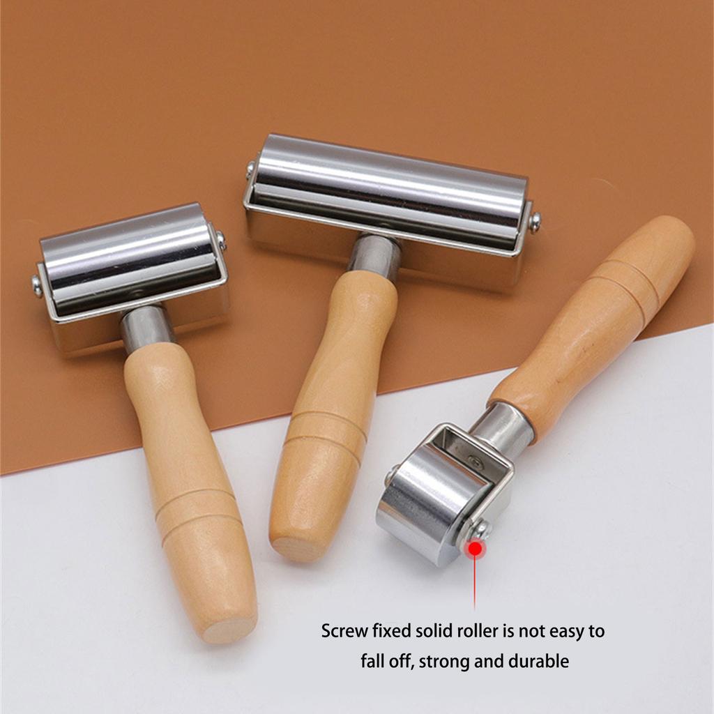 26mm 60mm 100mm Leather Press Edge Roller Wooden Handle Leather Rolling Craft Roller Seam Roller Leather Edge Creaser
