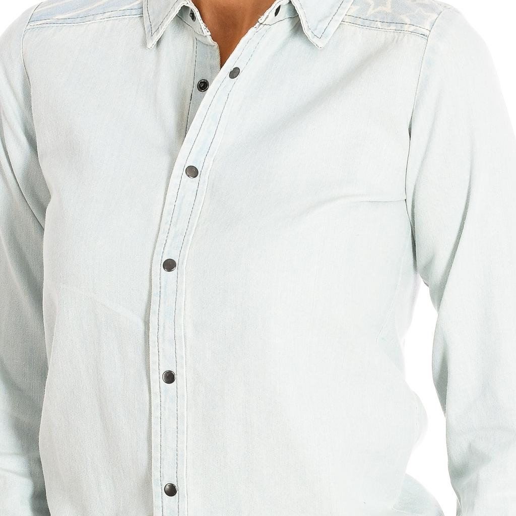 Женская джинсовая рубашка с длинным рукавом 8381