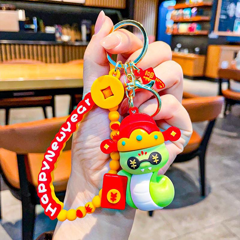 Playful Silicone Snake Year Keychain With Traditional Chinese Elements For Memorable Presents