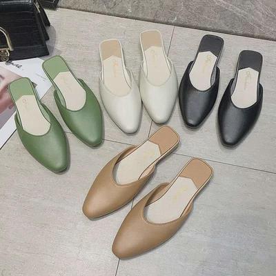 Летние полутапочки с острым носком на плоской подошве 2023 года для женщин