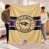 Flannel Fleece Blanket with Baltimore Ravens Design, Soft Lightweight Throw for Bed Sofa Travel