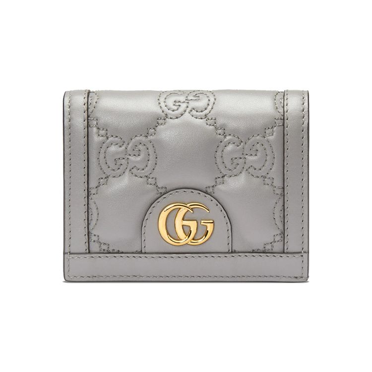 Gucci GG Matelassé Золотой Логотип Складной Дизайн 5 Отделений для Карт Кожаный Клатч-Кошелек Женский кошелек Серый 723786-UM8IG-1275
