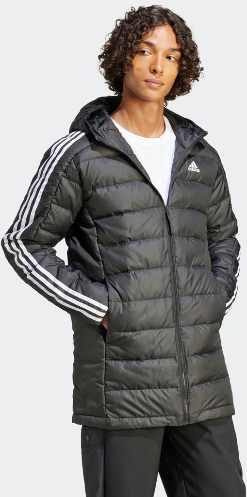 Adidas Man Essentials 3-Stripes Light Down Hooded Parka Winter Jacket Black (HZ8522)