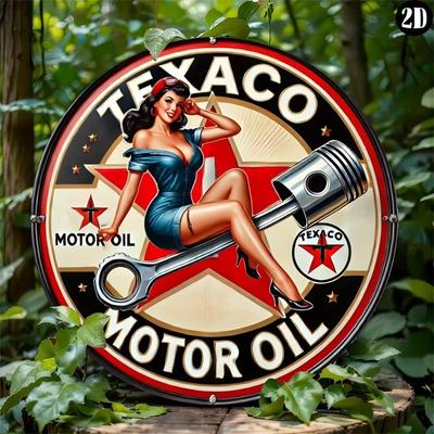 Винтажная металлическая жестяная вывеска Texaco Oil Декор для стены гаража 7,8 дюйма