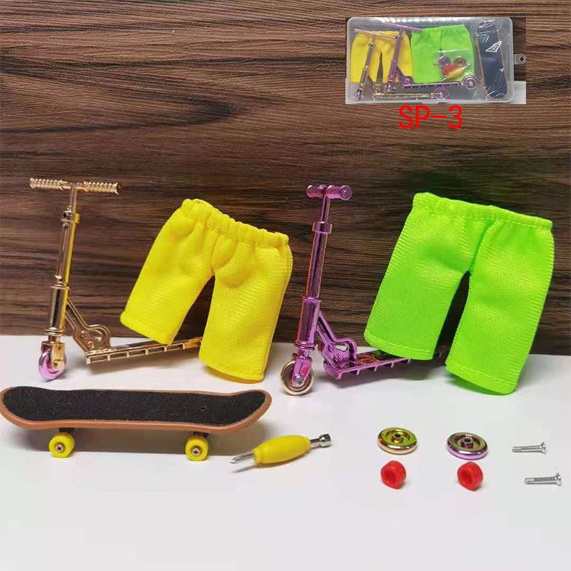 Mini Alloy Finger Scooter + Skate Shoes + Pants + Tools Toy Finger Scooter