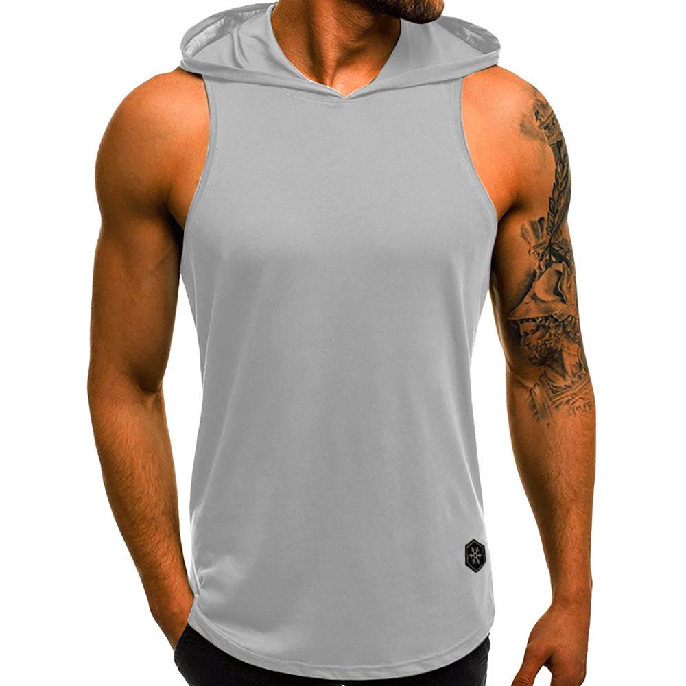 Summer Men Fashion Casual Letter Printed Slim Sleeveless Hooded T Shirt Tank Top Vest Blouse Comfortable High Quality Unique Personalized Clothes