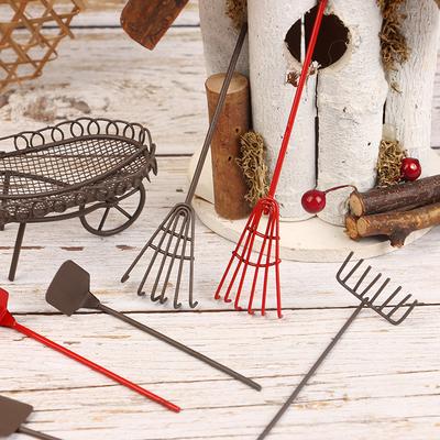 1/12 Dollhouse Simulation Садовый набор инструментов Кукольный домик Лопата Грабли Мотыга Тележка Фермерский инструмент Украшения Аксессуары для кукольного дома
