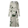 Women's  Casual Fashion V-Neck Long Sleeve Floral Print Long Dress