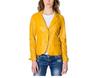Blazer Button Women Real Genuine Lambskin Leather Party Wear Stylish Yellow Classic