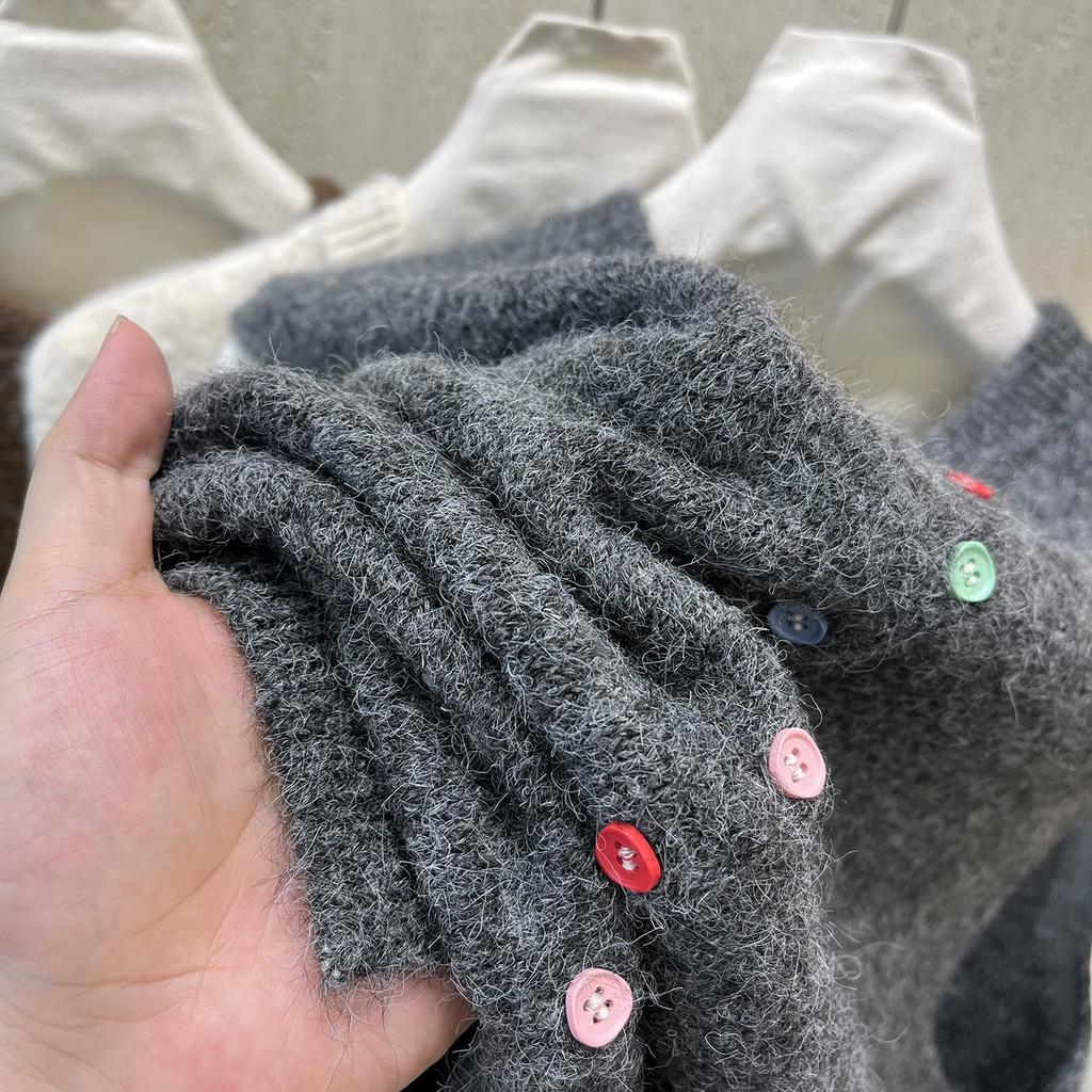 Dimanaf 2025 Autumn Women Sleeveless Vest Sweaters Knitting Colorful Buttons Casual Style Loose Sweater