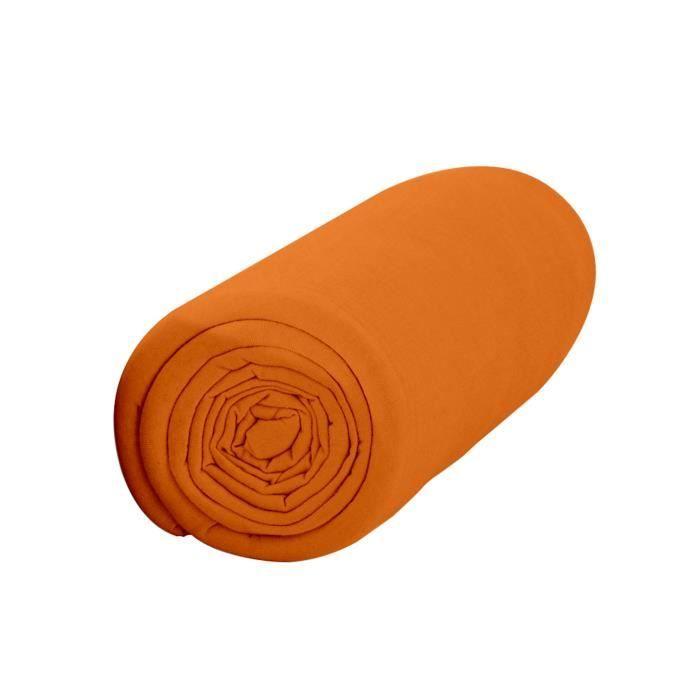 Drap housse - LA MAISON D'AMELIE - INTIMITY - Mandarine - 140x190 cm - 100% coton