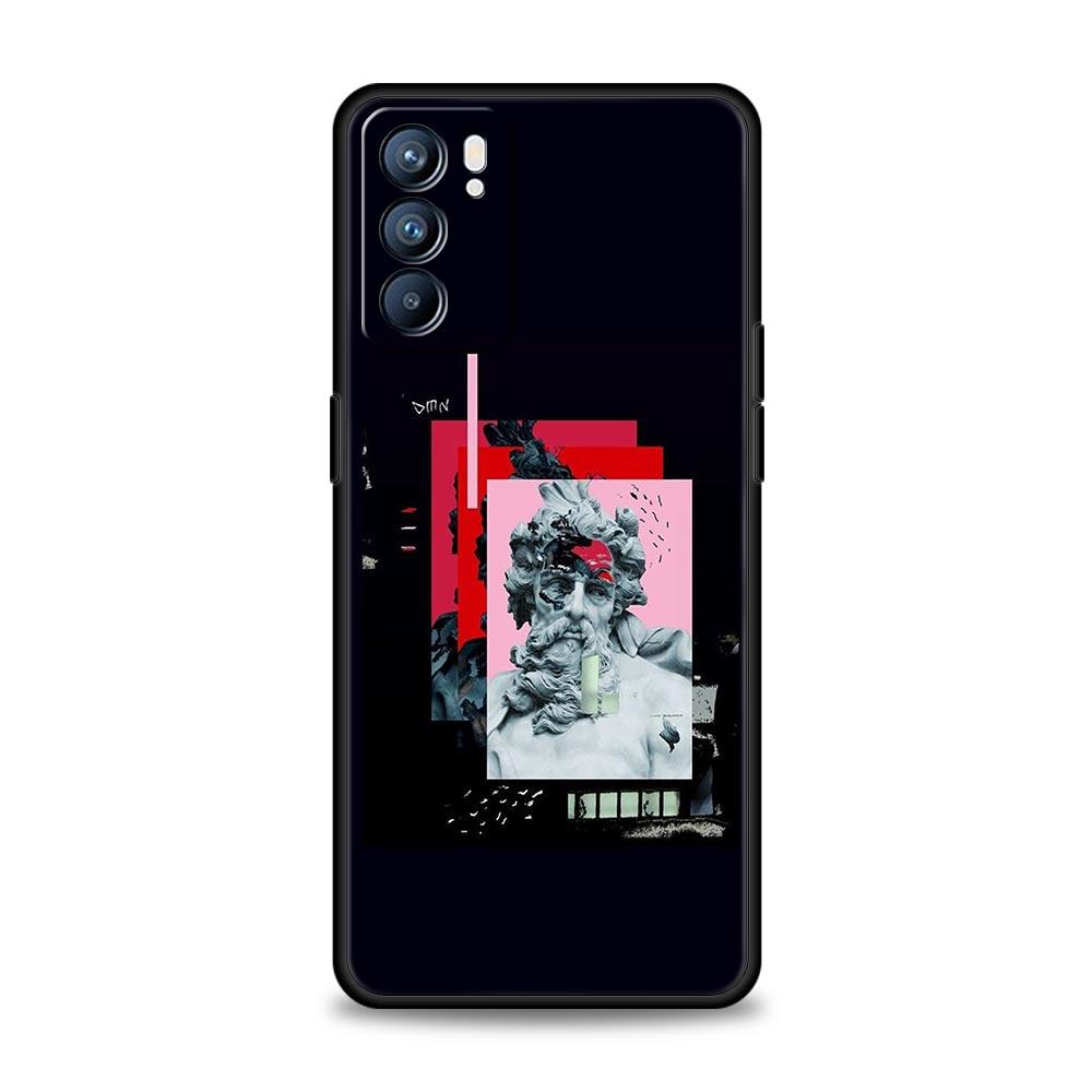 Cartoon Statue Abstract Art Phone Case For Oppo Reno 13 12 11 10 7 F Find X5 X6 A98 A80 A79 A78 A57 A54 A31 A17 Pro 5G Soft TPU