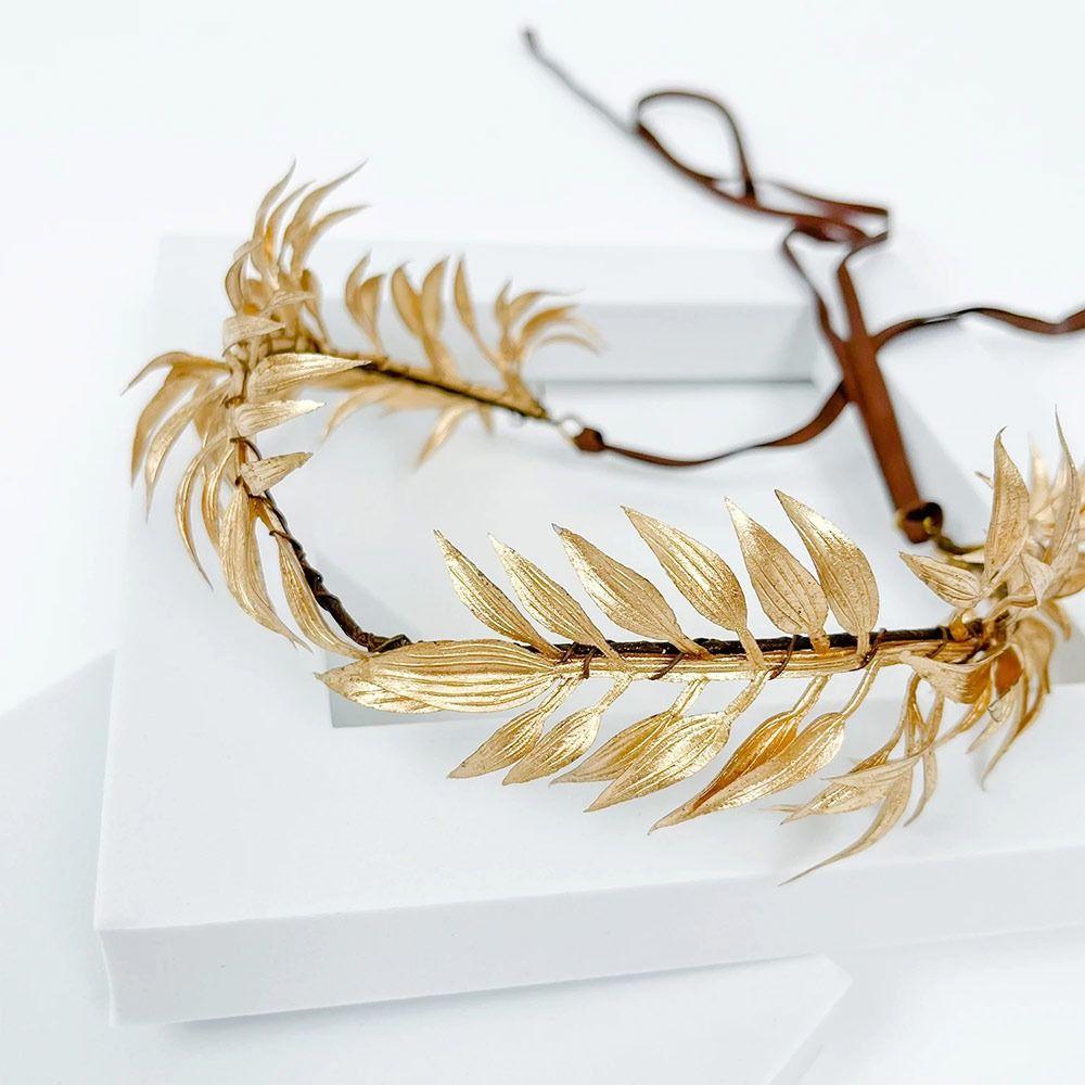 Gold God Elf Leaf Headpiece Royal King’s Headband  for King Men Adult Renaissance Toga Cospay