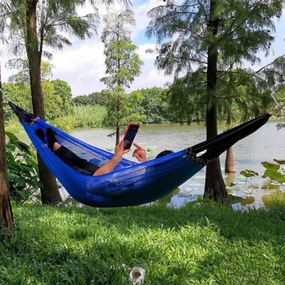 Portable Ice Silk Hanging Bed Cooling Outdoor Camping Swing Sturdy Mesh Hammock Patio