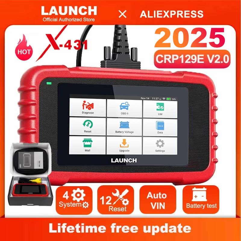 LAUNCH CRP129E V2.0 2025 OBD2 Scanner 12 Reset ABS SRS Transmission Engine Code Reader Lifetime Free Update Diagnostic Scan Tool