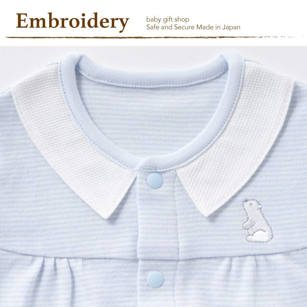 Cream De Coco Polar Bear Smooth Border Made In Japan for All Two-Way All-in-One [Crotch Snaps/2-Way] Newborn/Baby, 100% Cotton, [Suitable Seasons],