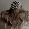 Bar Mitzvah Crown Grid Hair Band Rhinestone Bride Tiaras Pearl Princess Hair Band Hair Jewelry
