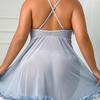 Sexy Plus Size Babydoll Nightdress - Women's Transparent Sleepwear Lingerie with Thong - Seductive Sleepwear for Curvy Women