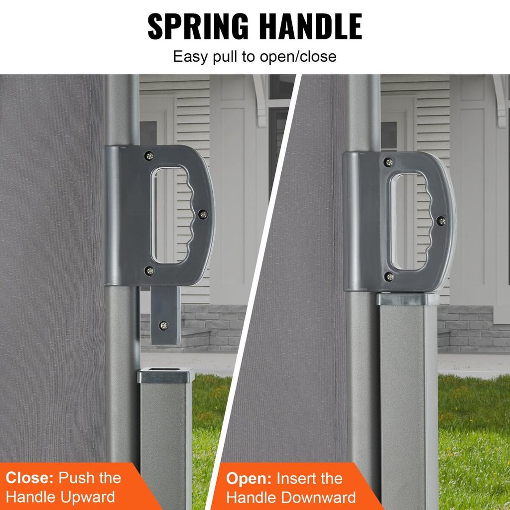 Retractable Side Awning, 79''x 118'' Outdoor Privacy Screen, 180g Polyester Water-proof Retractable Patio Screen, UV 30+ Room Divider Wind Screen for