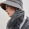 Women S gloveS Gray Wool dachShund Embroidery touchScreen gloveS