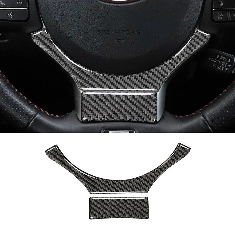 2pcs for Lexus NX 200 200T 300H 2014- Car Steering Wheel Decor Trim Stickers Decal Carbon Fiber Auto Interior Accessories