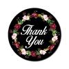 Darling Souvenir 45 Pcs Floral Wreath Round Thank You Black Stickers Envelope Seals-1.6