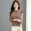 Autumn and Winter New Loose Bottoming Shirt with Knitted Top Crew Neck Contrasting Sweater Women's Clothing