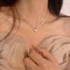 Silver Beaded Love Necklace For Women'S Girls Light Luxury Style Clavicle Chain Jewelry