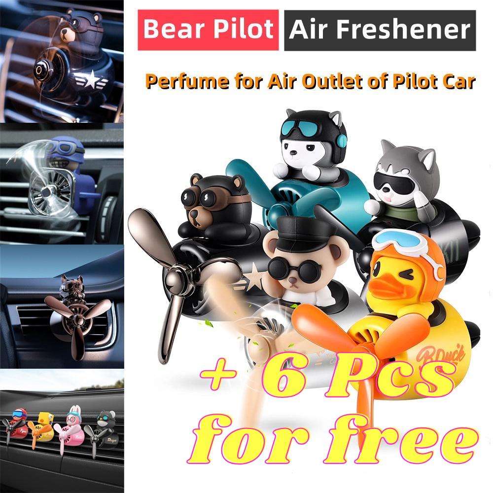 Классический ароматизатор воздуха Pilot Bear для автомобиля - вращающийся пропеллер с премиальной ароматерапией (Ароматы одеколона и океана)