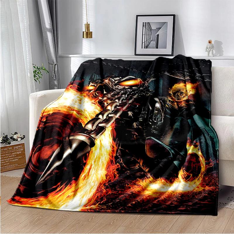 2025 New Marvel Horror Ghost Rider Cartoon Gift Soft Blanket,Soft Throw Blanket for Home Bedroom Bed Sofa Picnic Child Cover Kid