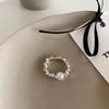 Chic Vintage Style High-quality Pearl Elastic Ring For Women Geometric Fashionable Design