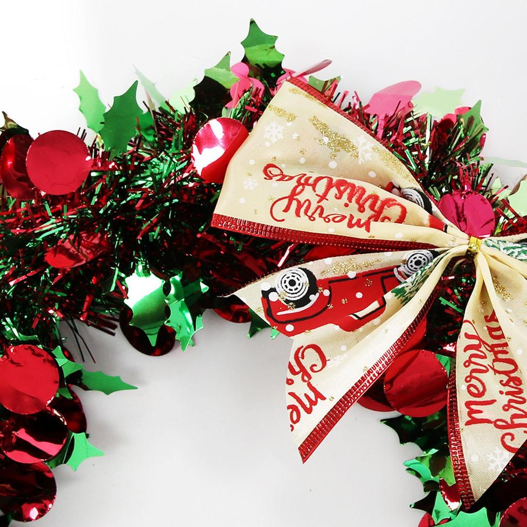 Christmas Wreath Bow Ornament Red And Green Strips Christmas Decorations Wreath For Winter Festival New Year Housewarming Table