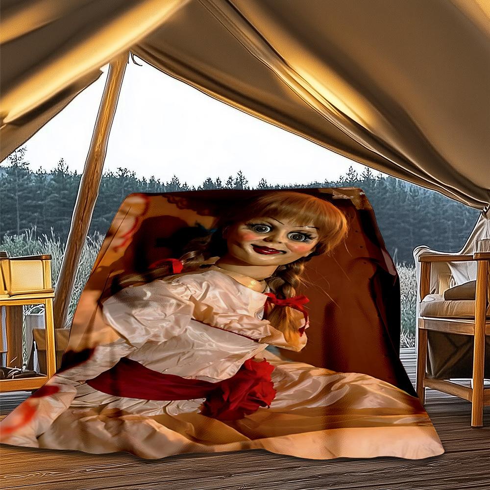 1 шт. кукла Аннабель, Хэллоуинский наружный фланелевый плед, легкий, теплый, уютный, для путешествий, кемпинга, офиса, мягкая полиэстеровая ткань