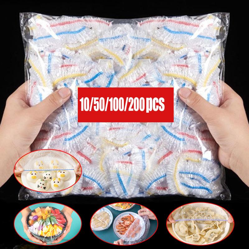 10/50/100/200 Pcs Colorful Saran Wrap Disposable Food Cover Food Grade Fruit Fresh-keeping Plastic Bag Kitchen Accessories