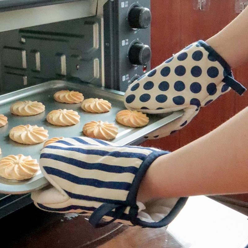 Japanese Cotton Oven Mitts, Heat Resistant Kitchen Gloves for Baking, BBQ, Cooking Cookware Gloves 1pair