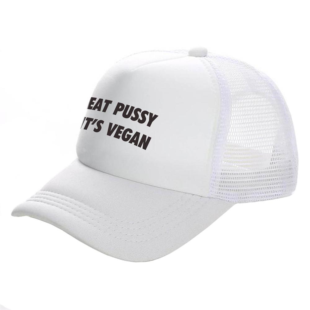 Кепки Eat Pussy It Vegan Trucker, унисекс, забавная шляпа, бейсболка, крутые летние унисекс, сетчатые кепки MZ-467