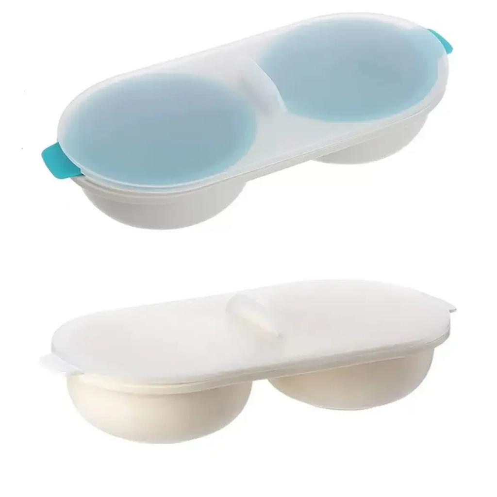 1pc Microwave Eggs Poacher,Double-Cup Egg Boiler,Kitchen Gadget, Hot Spring Egg Mold ,Cooking Tools,Clear Water Lotus Egg Maker
